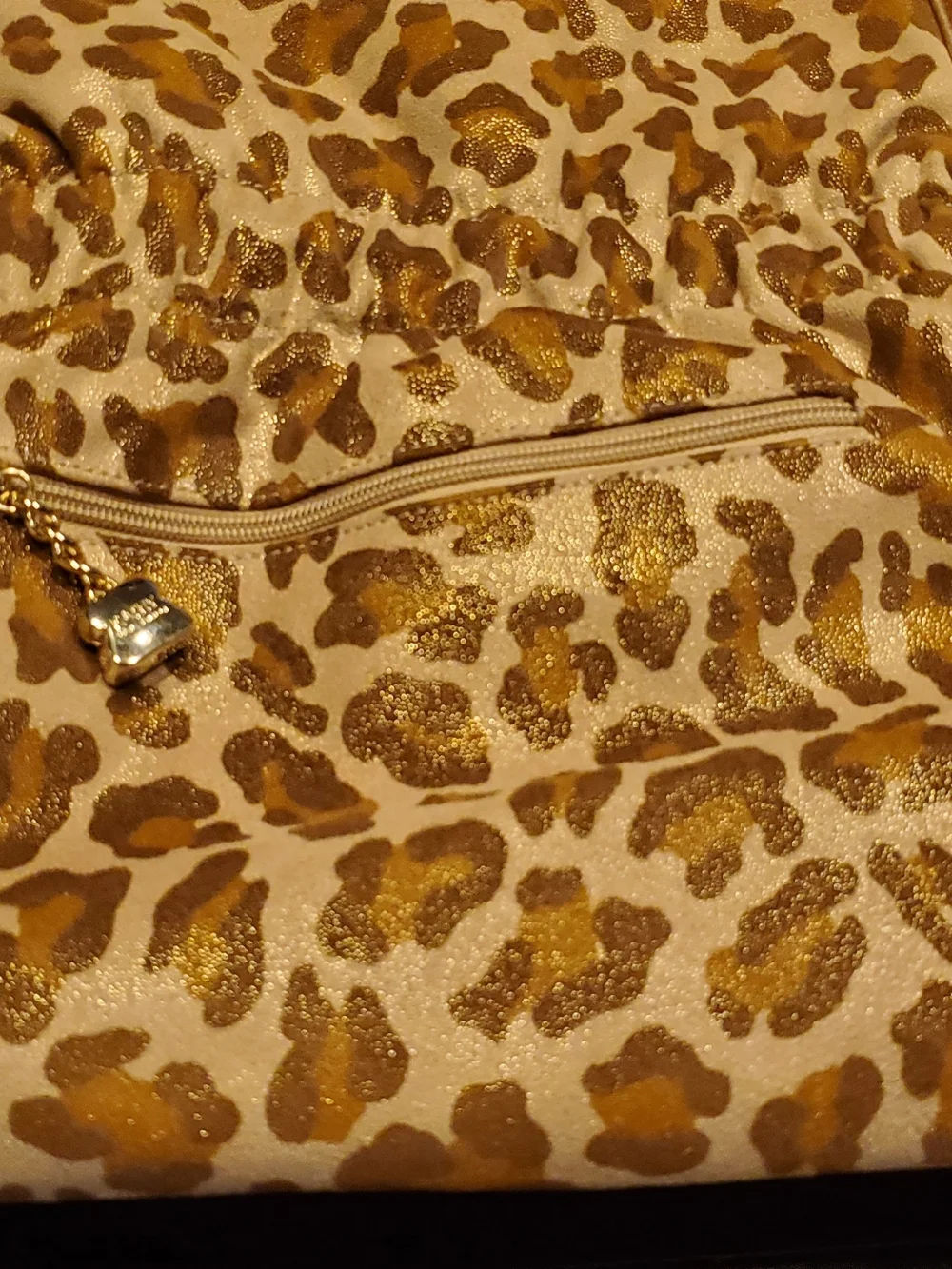 Kathy Van Zeeland Rhinestone Buckle Brown Leopard Print Waist Belt Purse